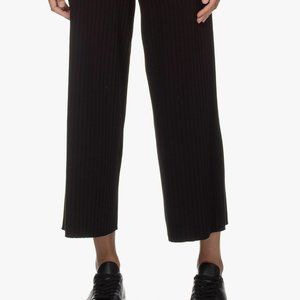 NWT VINCE Women's Ribbed Knitted Loose-Fit Cropped Pants, BLACK, Size M